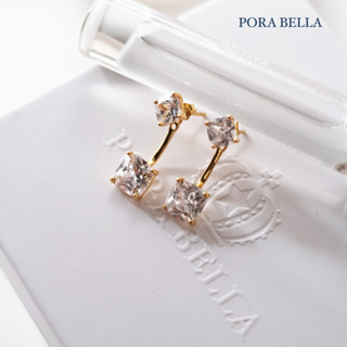 <Porabella>925純銀鋯石耳環耳釘 歐美時尚小眾ins風輕奢氣質鑽石耳環 可拆式兩種戴法 Earrings