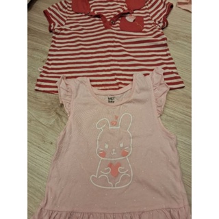 專櫃品牌Elle紅色條紋小鳥刺繡Polo衫純棉上衣110cm+Net 可愛小兔子3-4yr 無袖上衣純棉的