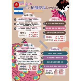 勁香團-尼加拉瓜咖啡豆組合組(此商品為生豆,需要經過烘培)