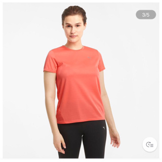 二手PUMA 慢跑系列Fav麻花短袖T恤 女性橘紅色 M號
