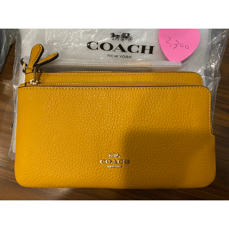 Coach 招財黃雙層大手拿包現貨全新