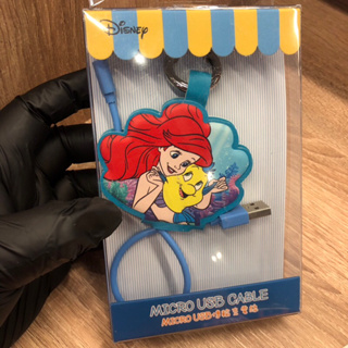 迪士尼 小美人魚 艾莉兒 micro USB 皮革 傳輸線