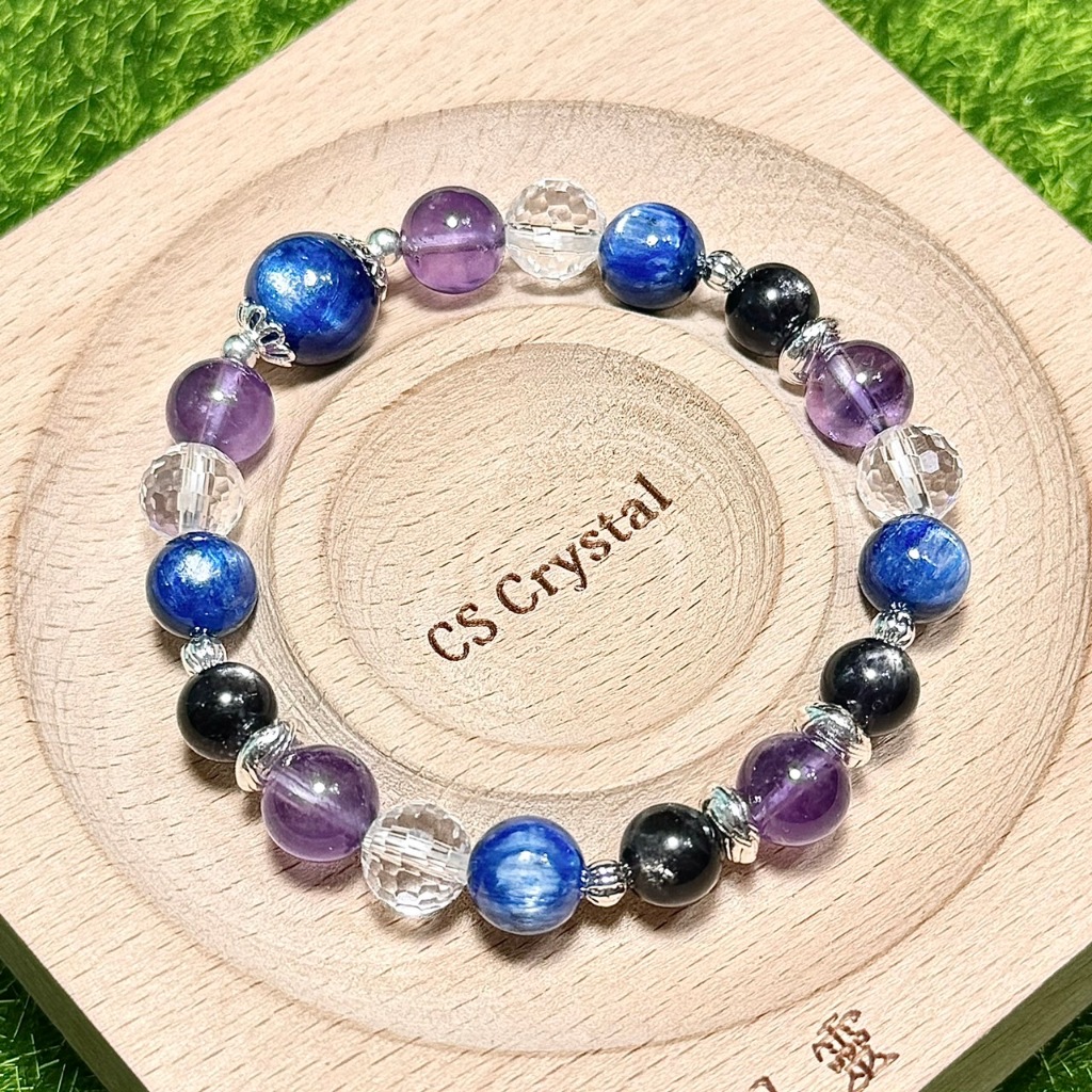 CS Crystal 編號467 - 藍晶石+紫水晶+透體白水晶+貓眼堇青石設計款