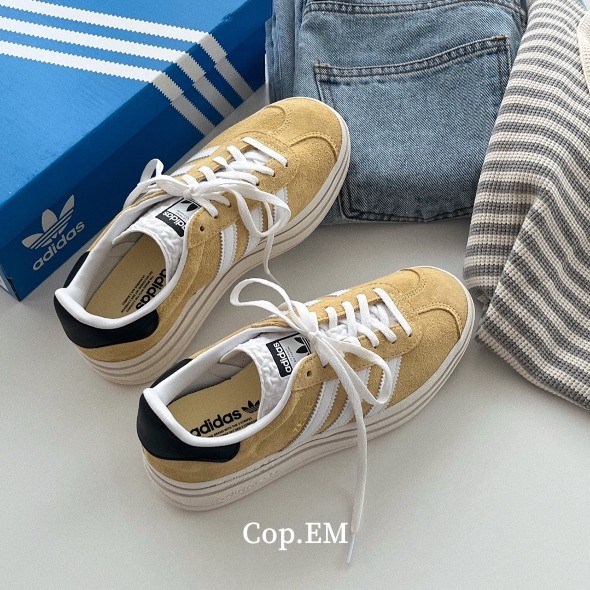COP#Adidas Originals Gazelle Bold 白黃 黃 白 三葉草 女鞋 HQ6891