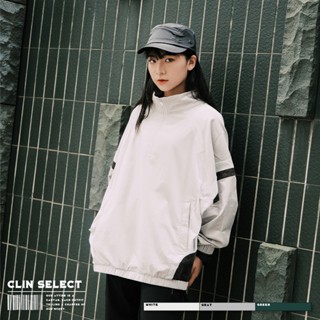 西林 CLIN｜選物｜拼色半拉鍊燈芯絨罩衫 三色 / T-0020 復古 撞色 寬鬆 立領 風衣 衛衣 秋冬 外套