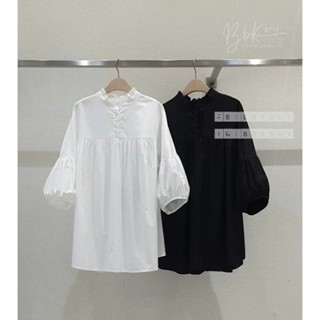 BbKbuy◆正韓 made in Korea◆設計高單系列JR家熱銷韓國襯衫棉無印簡約文青扣扣七分大澎澎蓬蓬袖長版上衣