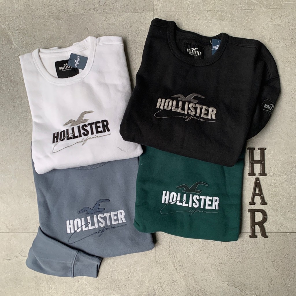 [海鹿馬]Hollister 海鷗 大學T 圓領長袖 男女可穿 內刷毛 經典刺繡 海鷗