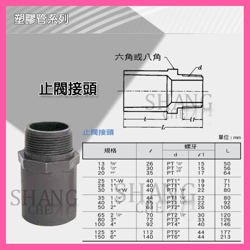 【尚成百貨】南亞 PVC 3/8" ~ 1-1/2" 閥接 閥S 外牙 止閥接頭 止閥給水接頭 塑膠管 水管接頭.