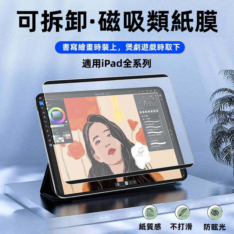 磁吸式 類紙膜 保護貼 適用 iPad min7 6 Air M3 2025 Pro M5 M4 10代 9 8 7