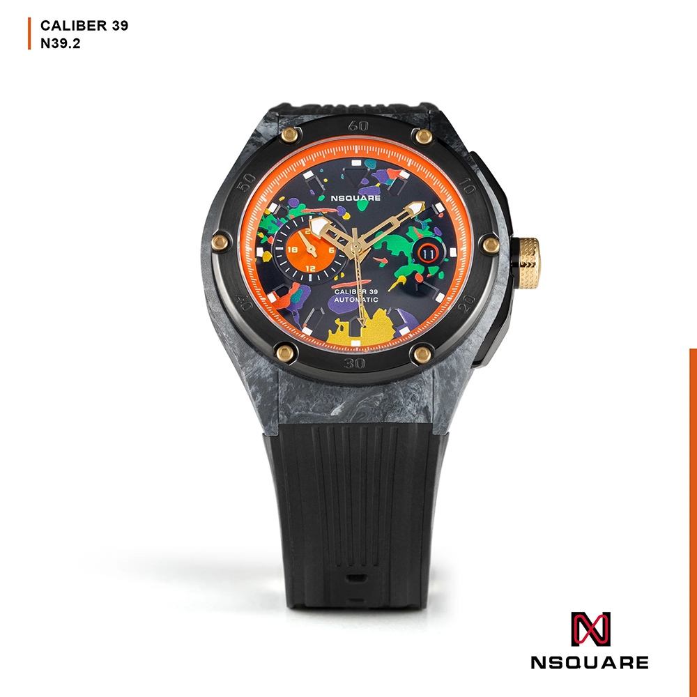 【WANgT】NSQUARE MultiColored 多彩多姿系列 G0543-N39.2 碳纖維 自動機械錶 炫彩黑