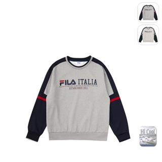 【FILA】KIDS 孩童款 吸濕排汗長袖上衣-麻灰 1TEW-8411-MY