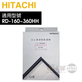 Hitachi 日立 原廠HEPA集塵濾網【一盒1入，適用 RD-160HH／RD-200HH~360HH】