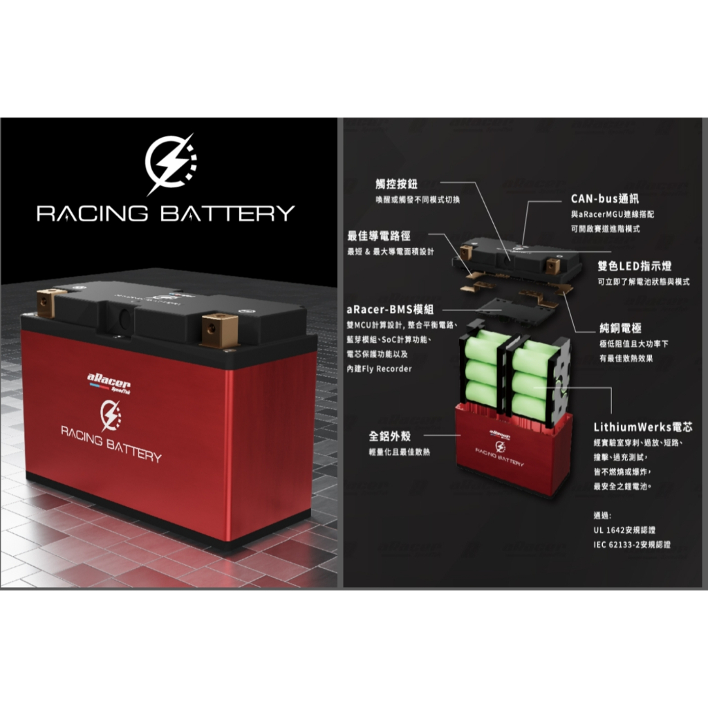 aRacer艾瑞斯鋰鐵電池EV智能App eRacing Battery通訊 適用 勁戰 JETSL drg krt免運