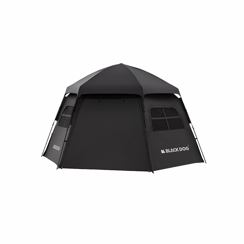 【Blackdog】全遮光黑膠 速開自動遮陽六邊形帳篷3-4人 QT012  原廠公司貨一年保固