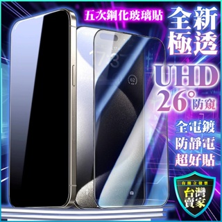 UHD 頂級電鍍 26度防窺 高清防窺 螢幕保護貼 玻璃貼 保護貼 防塵 硬度加強 I15 IPHONE 15 14