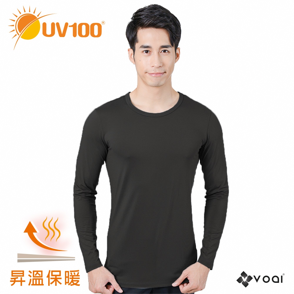 【UV100】台灣製造 昇溫保暖花紗舒毛上衣-男(BA23629) VOAI新品上市