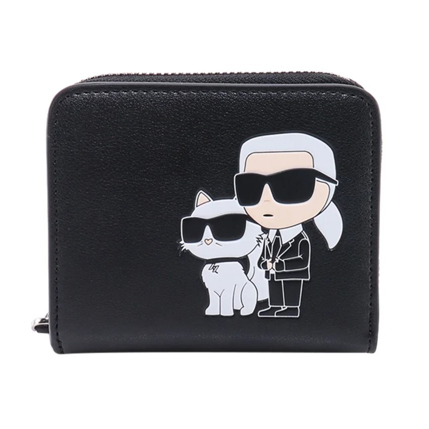 ✴Sparkle歐美精品✴ Karl Lagerfeld 歐版 側身老佛爺卡爾和貓咪牛皮短夾 預購 保證真品