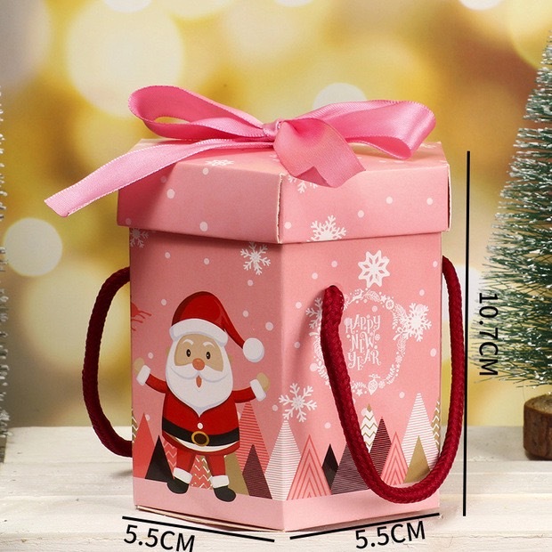 嚴選 現貨 聖誕節手提盒 六角盒 聖誕節 包裝盒 禮物盒 餅乾盒 糖果盒 聖誕 馬芬盒 包裝 盒子 紙盒 禮盒 手提盒