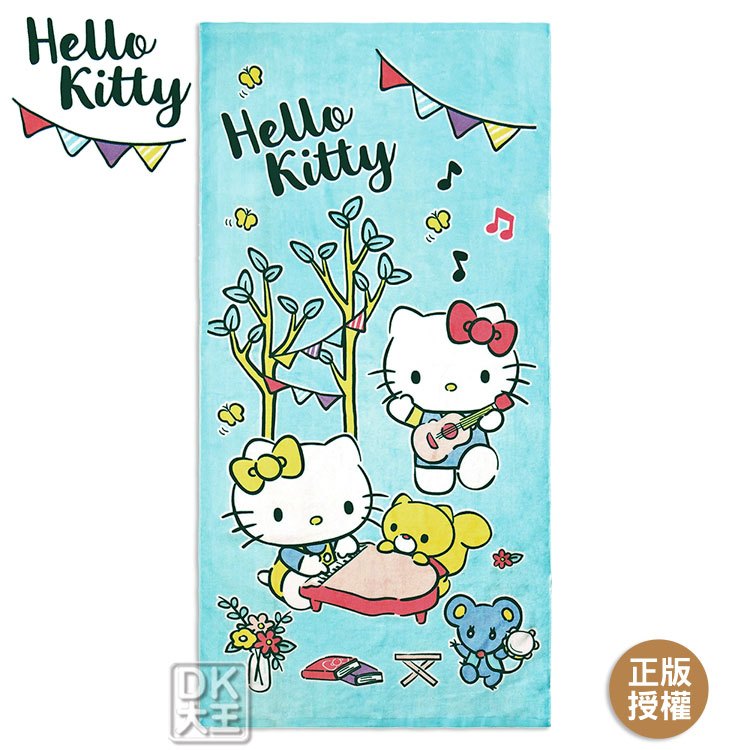 凱蒂貓 Kitty 歡樂野營浴巾 吸水大浴巾 日本正版授權【DK大王】