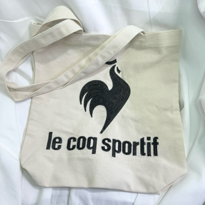 現貨🔥 全新Le Coq sportif帆布包 小公雞帆布包 公雞包 米色肩背包 米色帆布包 米色側背包 包款