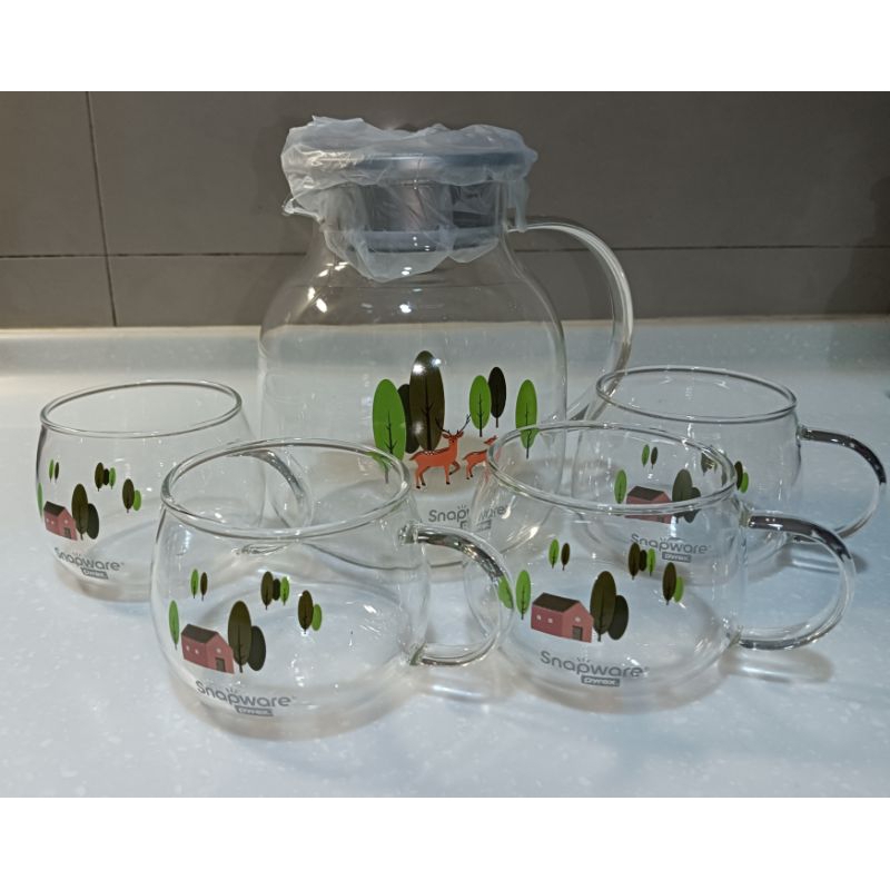 SGS認証 -康寧耐熱玻璃茶壺+茶杯組-春日森林