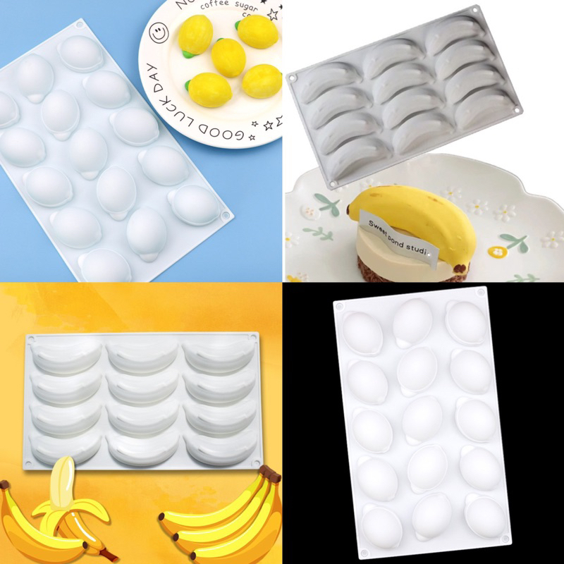 【美倫美】矽膠模 十二格香蕉 月亮 十五格檸檬 造型矽膠模具 烘焙 蛋糕 捏捏膠 石膏 蠟燭 矽膠模具