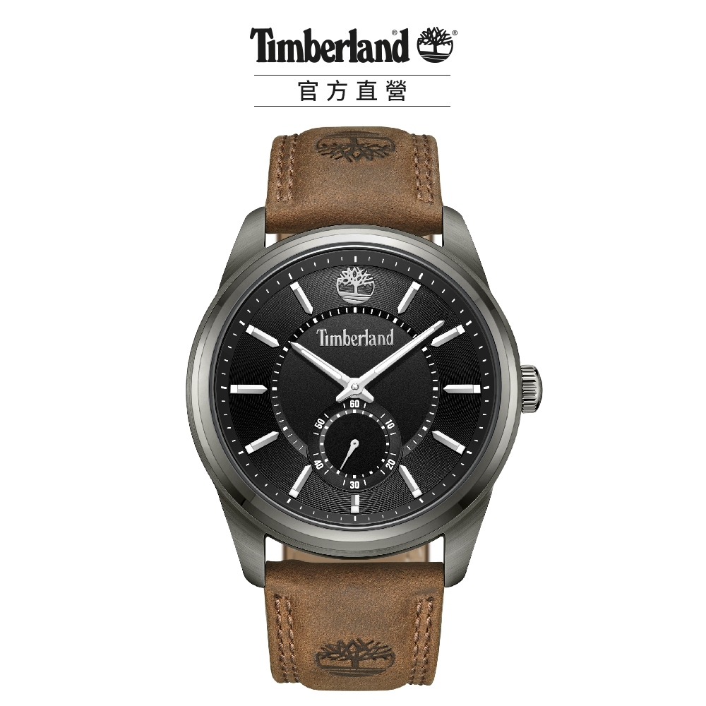 Timberland 男錶 NORTHBRIDGE系列 小秒針腕錶 皮帶-黑/咖啡色45mm(TDWGA0029703)