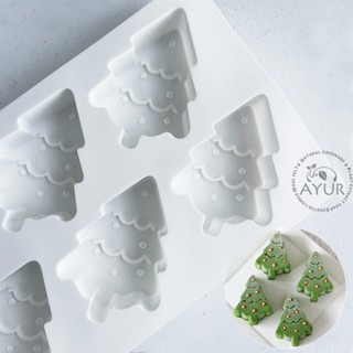【AYUR】6連模 點點聖誕樹 聖誕節 食品級矽膠模具/冰塊模/手工皂模/蠟燭模/立體模/法式慕斯模