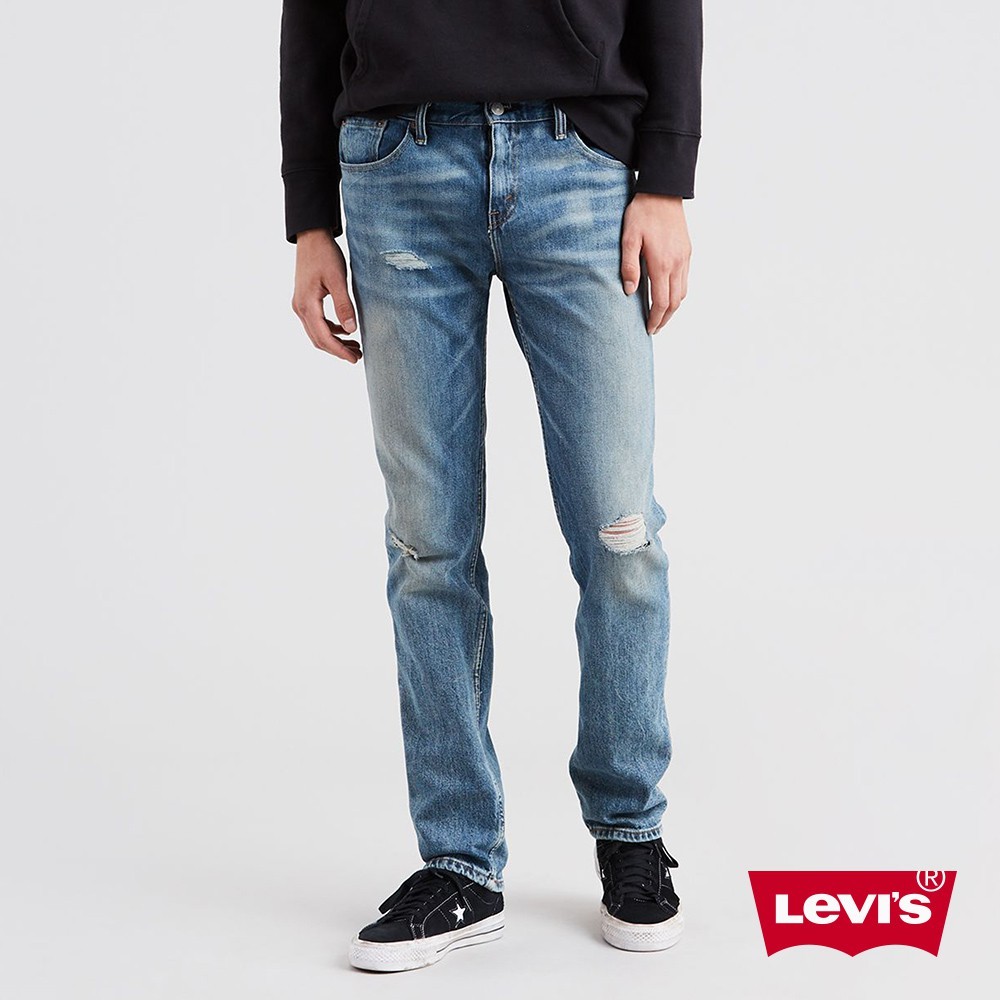 Levis 男款 牛仔褲 511 修身窄管 淺藍刷破 彈性布料 04511-2387