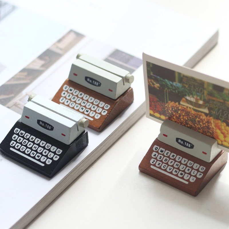 【精選現貨】打字機名片夾 打印機名片夾 ZAKKA復古打字機名片夾實木製造照片夾復古 小打印機 相片夾創意夾桌面擺件