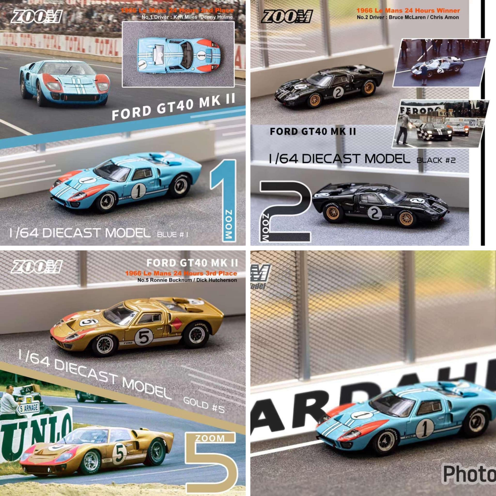 (小賈車庫) Zoom 1:64合金模型車 福特Ford GT40 Mk II 2 1966LeMans 冠亞季軍