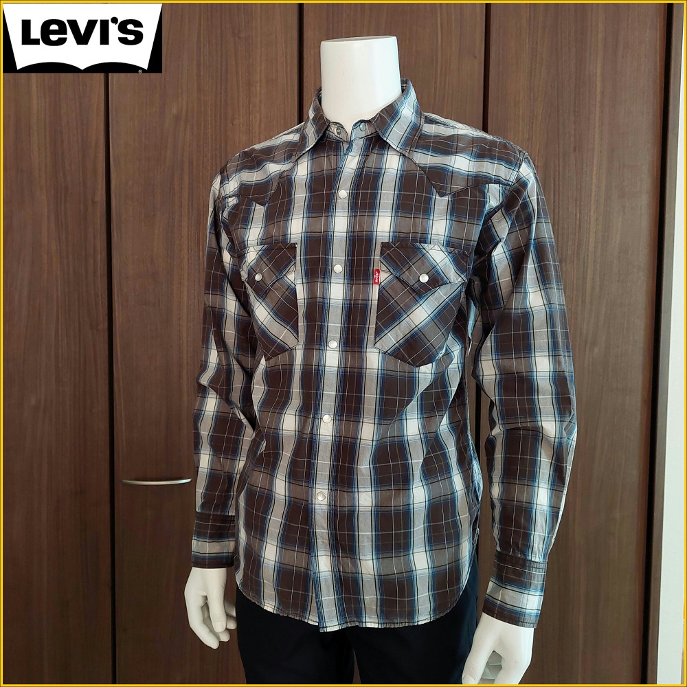 🇯🇵日本古著✈️LEVIS 男 L号 長袖格紋襯衫 Levi's 雙口袋 工作休閒 長袖襯衫 LEVI'S M29FFL