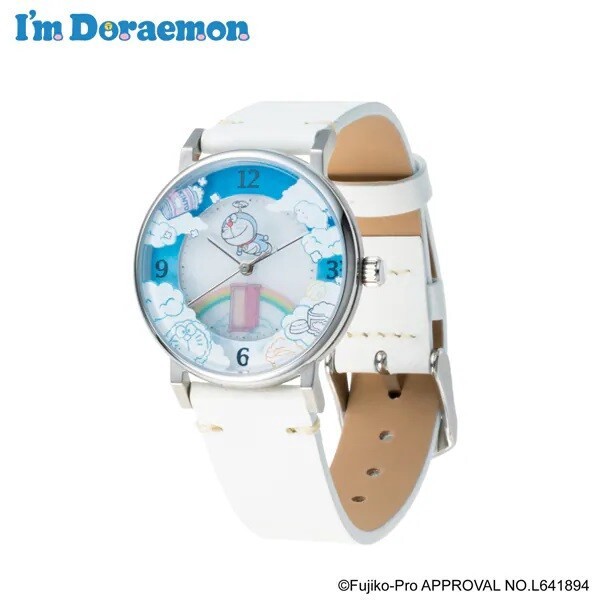 扣扣栗鼠 日本代購 瑞士頂級腕錶品牌 GRANDEUR X Doraemon青空散步聯乘系列-太陽能手錶
