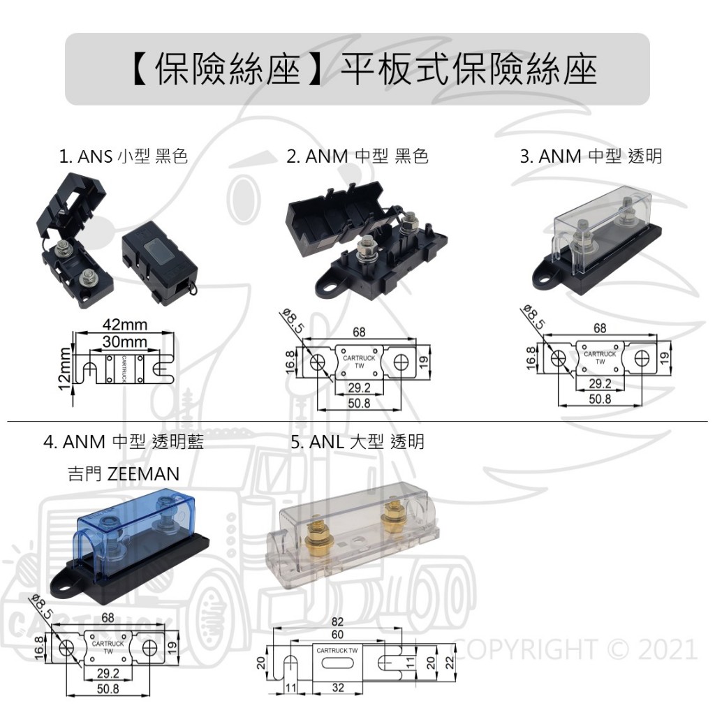 【保險絲座】【平板 螺栓 保險絲】ANS ANM ANL 小型 中型 大型 大電流保險絲 大安培保險絲 保險絲盒