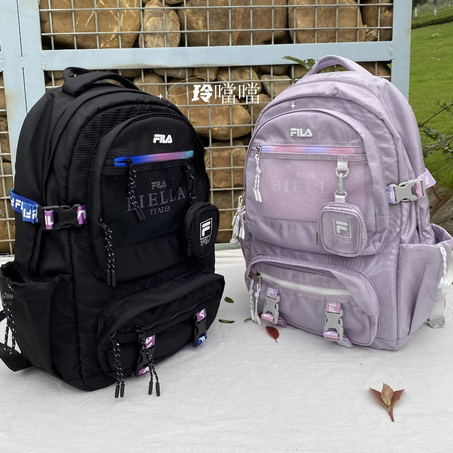 【送零錢包】韓國FILA 後背包 小logo 大容量書包  筆電後背包 多格層 後背包 學生書包 戶外旅行背包