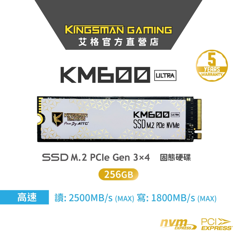 【AITC】艾格 KM600 ULTRA O M.2 Gen3x4 PCIe NVMe SSD 256GB 固態硬碟