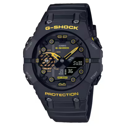 【威哥本舖】Casio台灣原廠公司貨 G-Shock GA-B001CY-1A 黑黃色彩風格 藍芽連線雙顯錶