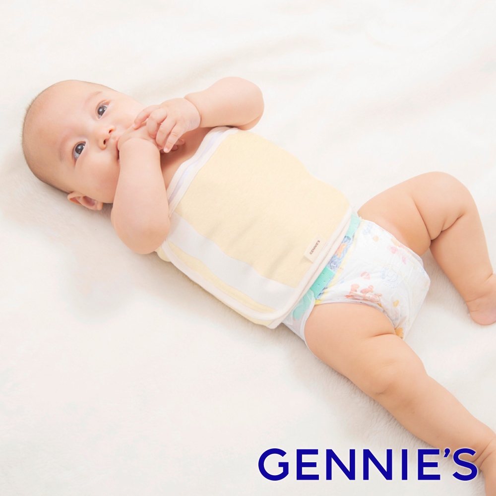 【Gennies 奇妮】原棉寶寶肚圍-陽光棕/亞麻綠(BE57)純棉嬰兒肚圍 寶寶 腹胸部禦寒 保暖 現貨