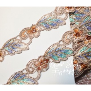 《iAsa愛莎の》手作材料✂臺灣精美彩繡花朵葉子網紗金絲刺繡蕾絲花邊DIY旗袍禮服娃娃衣裝飾輔料