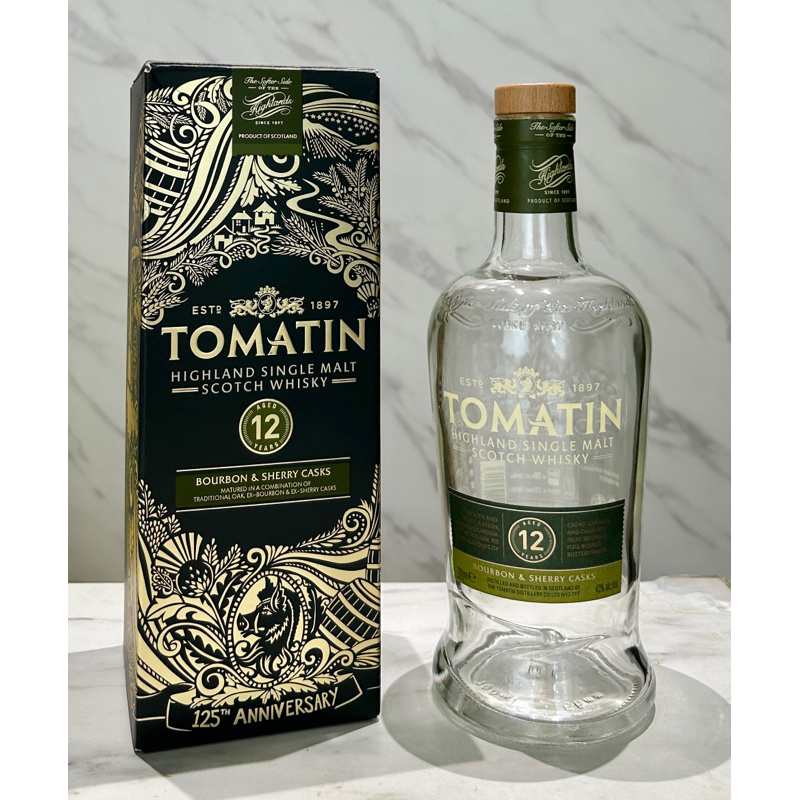 湯馬丁 12 年（125 週年紀念限量版）單一麥芽蘇格蘭威士忌0.7L「空酒瓶+空盒」
