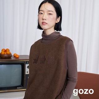 【gozo】穿羽絨服的雪人毛毛背心(深咖/淺紫_F) | 女裝 圓領 保暖