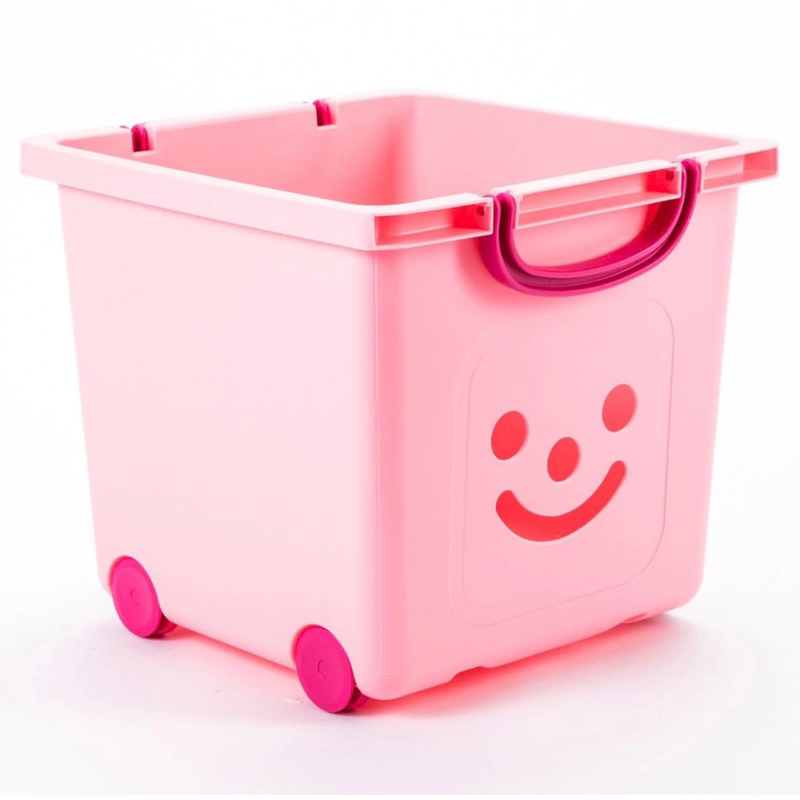 日本IRIS 兩用微笑兒童 玩具收納箱 粉紅色