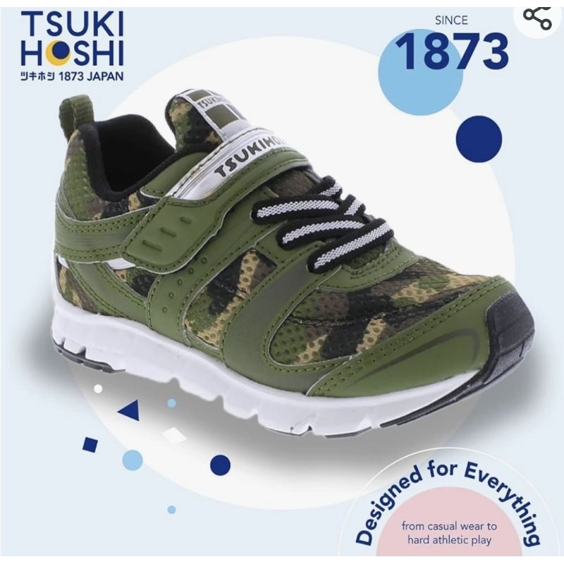 日本品牌月星MOONSTAR TSUKIHOSHI 機能 運動鞋 中童&lt;253&gt;TSKC80A77 迷彩綠