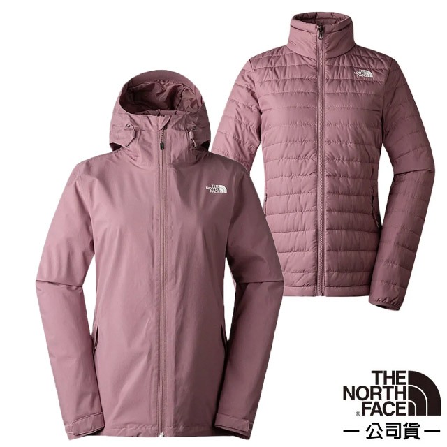 【The North Face】女 款3效能防水透氣防風耐磨連帽二件式外套(亞洲版型)/夾克 風雨衣_紫色_5B1X