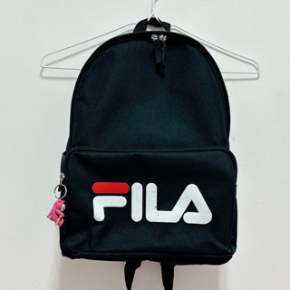 二手現貨 公司貨 正品 FILA 大logo 經典款 全黑 後背包 大包包 backpack 旅行 運動品牌 防潑水