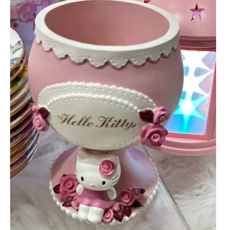日本進口Hello Kitty波麗材質全新玫瑰小公主花瓶式收納或當聚寶盆夢幻逸品