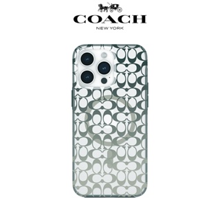 【COACH】iPhone 15系列 MagSafe 手機殼 軍綠經典大C