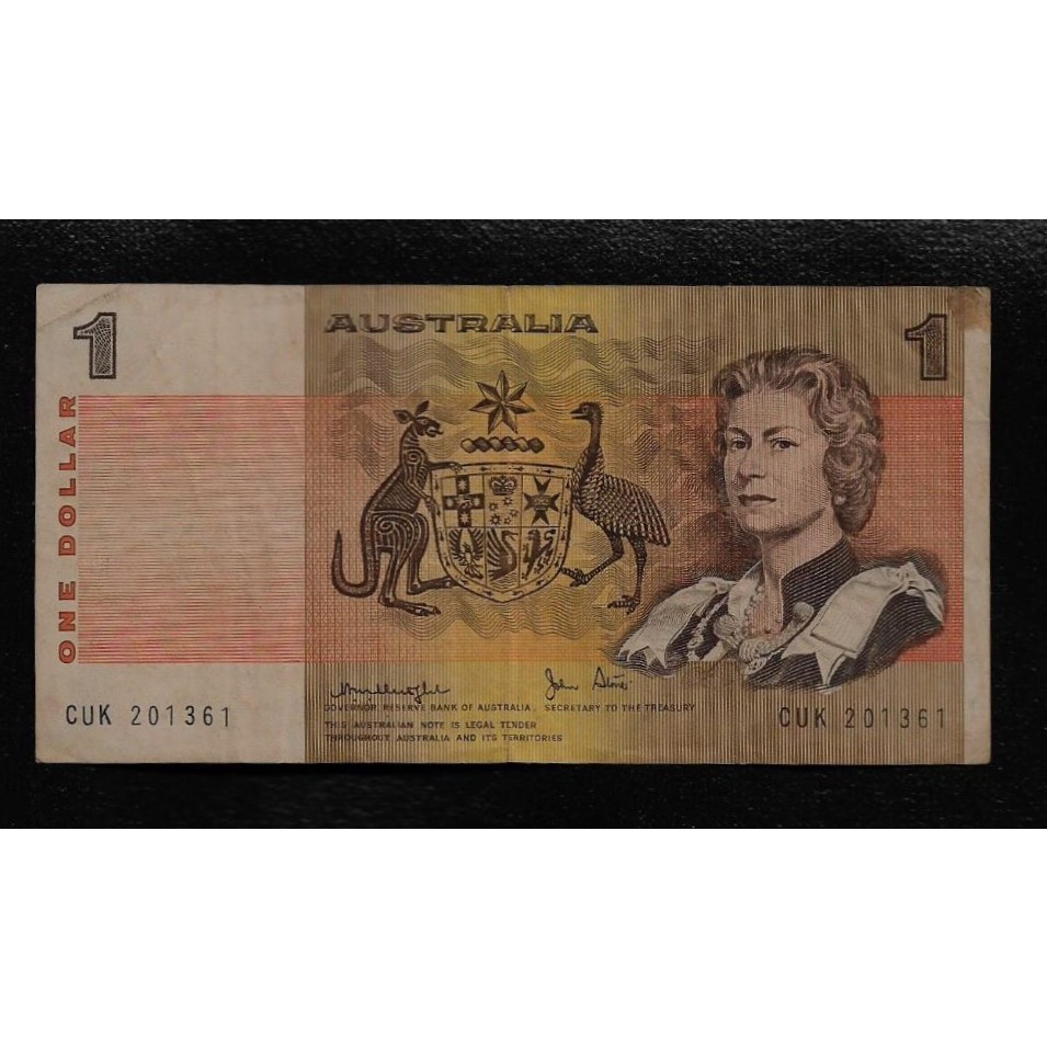 鈔855 澳洲1973~94年版1元紙鈔 多折