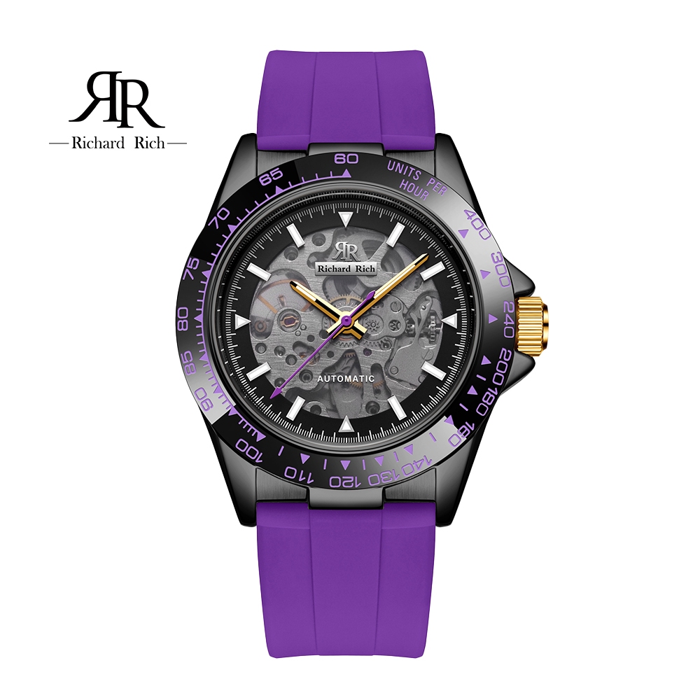 ⏰ACE⏰【Richard Rich】RR 海軍上將系列 神秘紫縷空錶盤自動機械氟矽膠腕錶