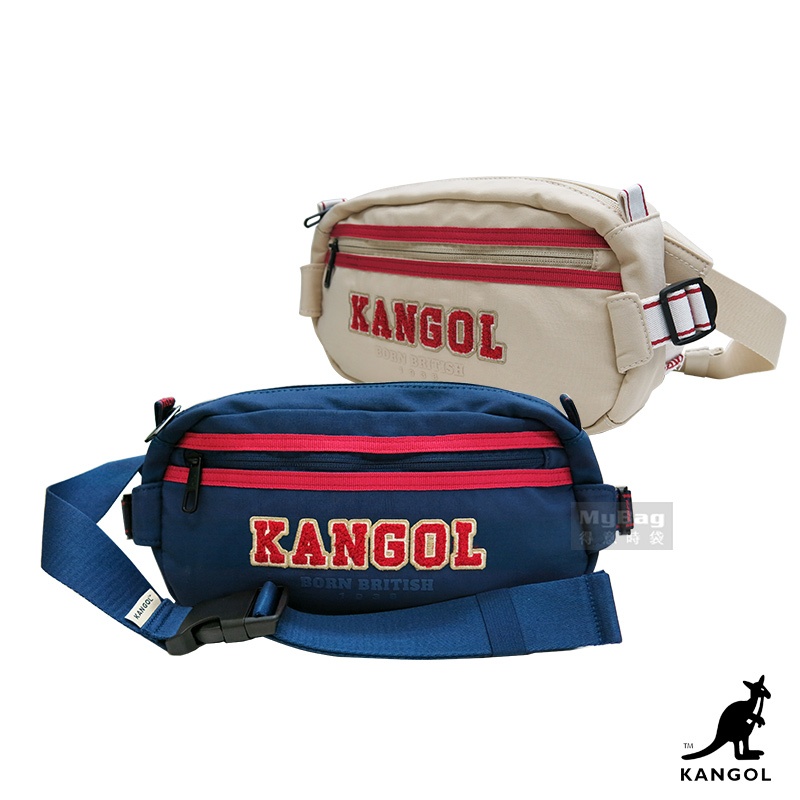 KANGOL 英國袋鼠 側背包 絨毛拼布胸包 腰包 斜背包 側背包 63551780 得意時袋